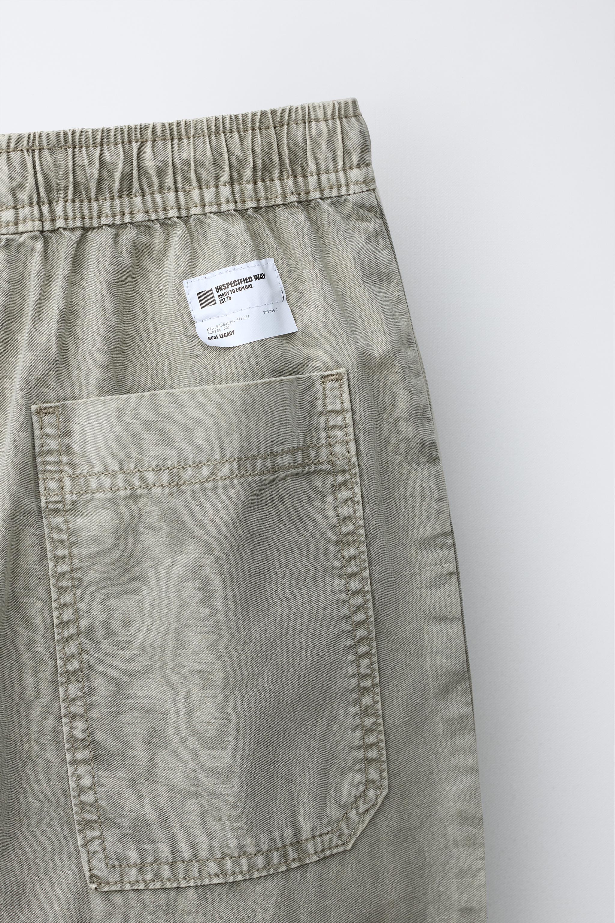 PANTALON BAGGY EFFET DÉLAVÉ EN COTON ET LIN